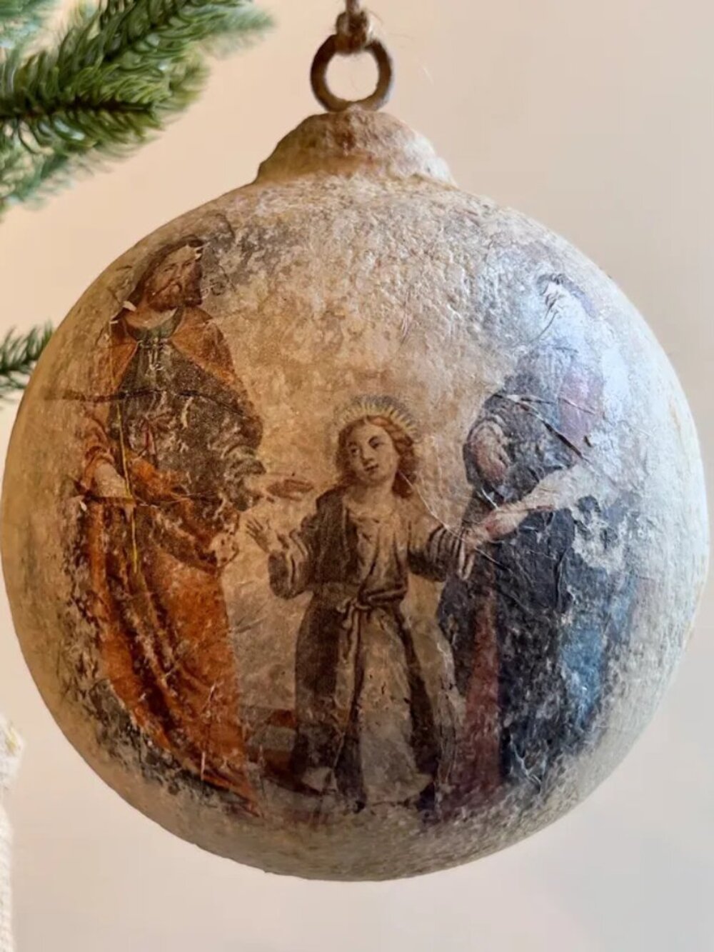 Holy Family Large 6" Metal Ornament NEW